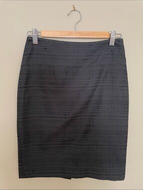 Ann Taylor Black Textured Pencil Skirt